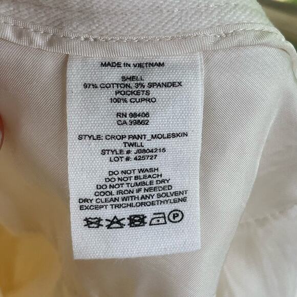 Theory Women's Moleskin Twill Crop Pant Cream Size 6 - Picture 6 of 6